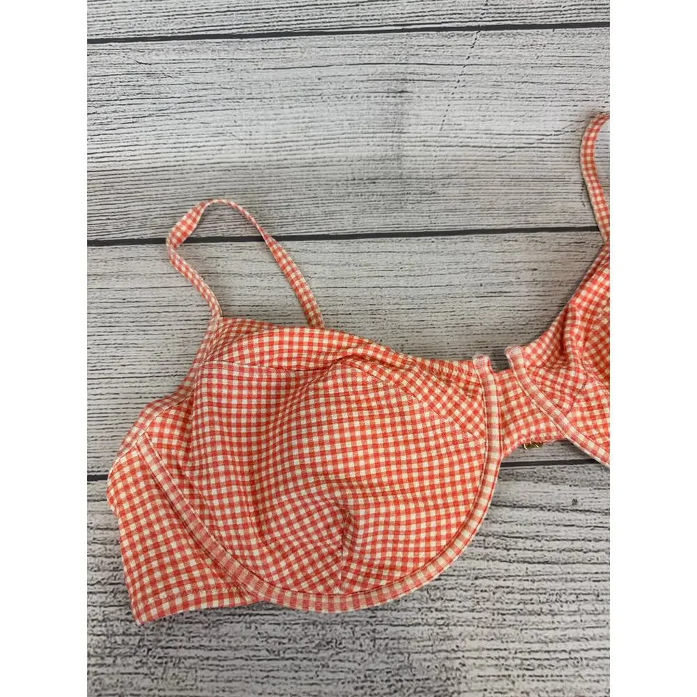 Old Navy Plus Size Cream & Coral Gingham Matching Bikini Swim Set Size 3X